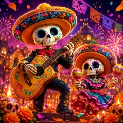 CALAVERA FIESTA — original artwork inspired by the YB game cover